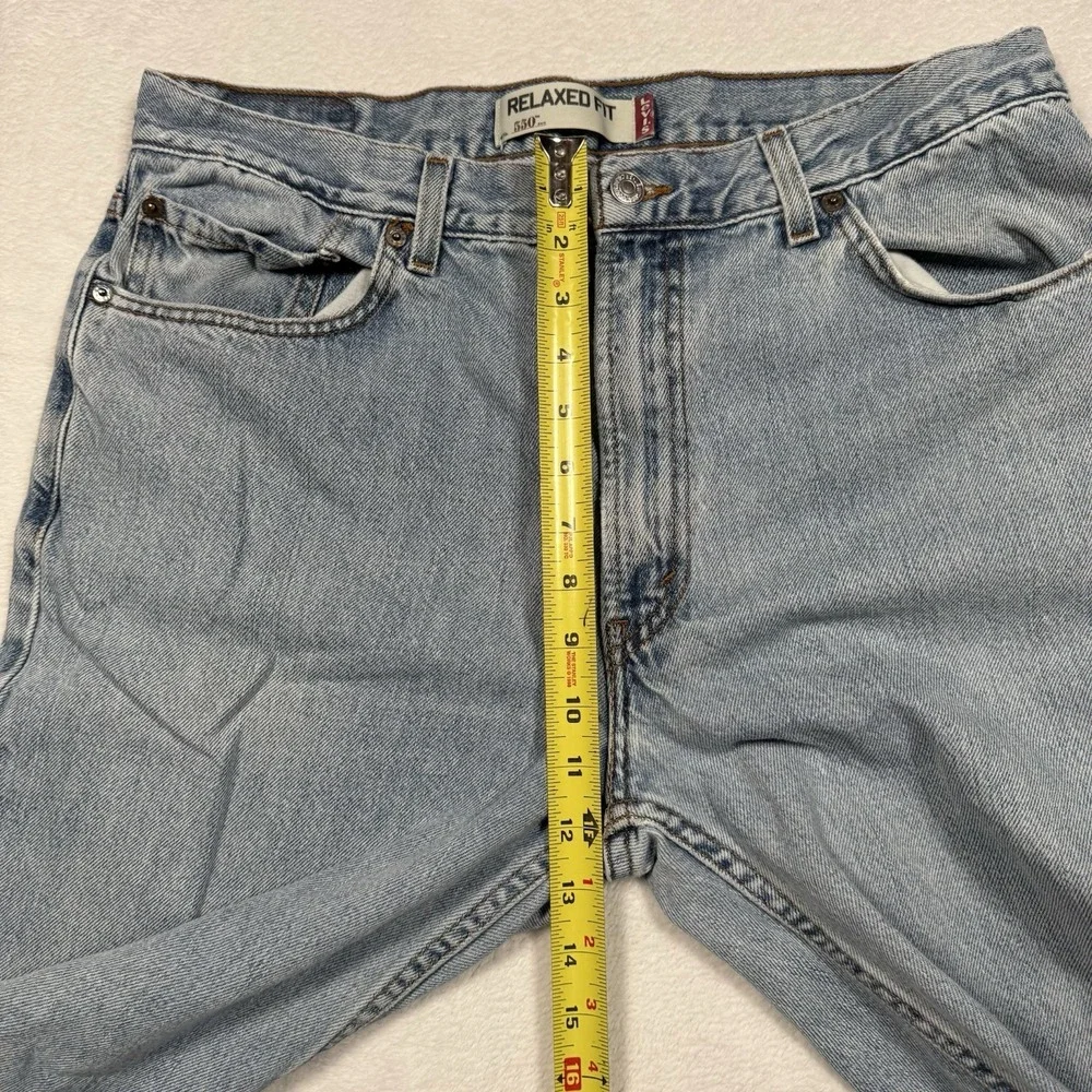 Levis 550 Jeans Mens 36x34(32) Blue Denim Faded Straight Leg Relaxed‎ Cotton